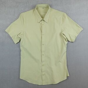 Lululemon Shirt Men Med Green Airing Easy Short Sleeve Button Up Casual Preppy